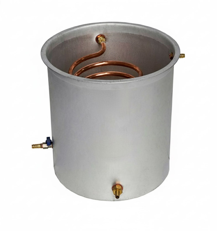 کندانسور سطلی آبی با لوله مسی خالص، جهت تقطیر خانگی و سولفورگیری